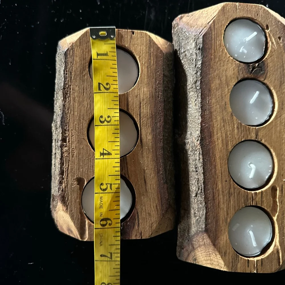 Wood Forest log Candle Holders
